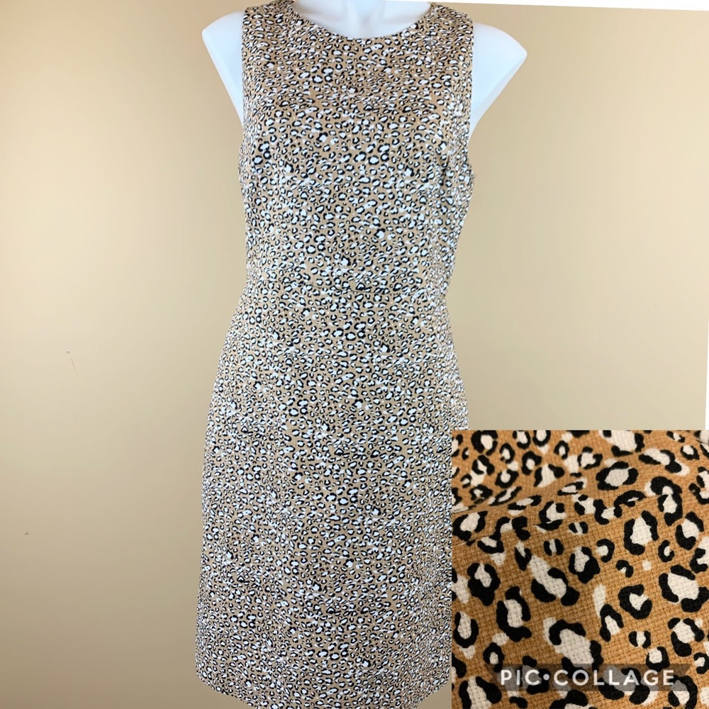 J. Crew animal leopard  basket weave sheath dress
